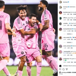 梅开二度带队逆转！梅西更新社媒：加油！！🙌🏻😃